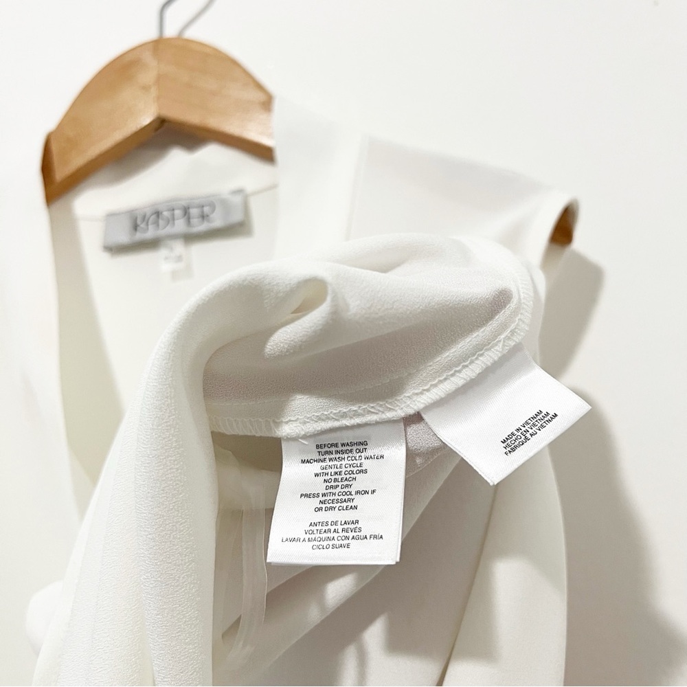 Kasper Women's White Sleeveless Tie-Neck Top Size Medium - Picture 10 of 11